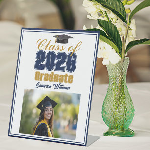 Expositor En L Foto de graduación de la promoción 2026 en azul ma