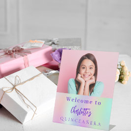 Expositor En L Foto de personalizado holográfico Bienvenida fiest