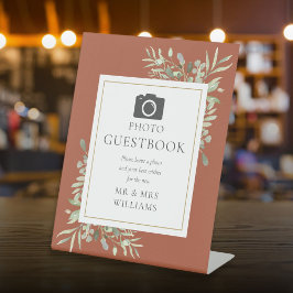 Expositor En L Foto Guestbook Watercolor Greenery Terracotta