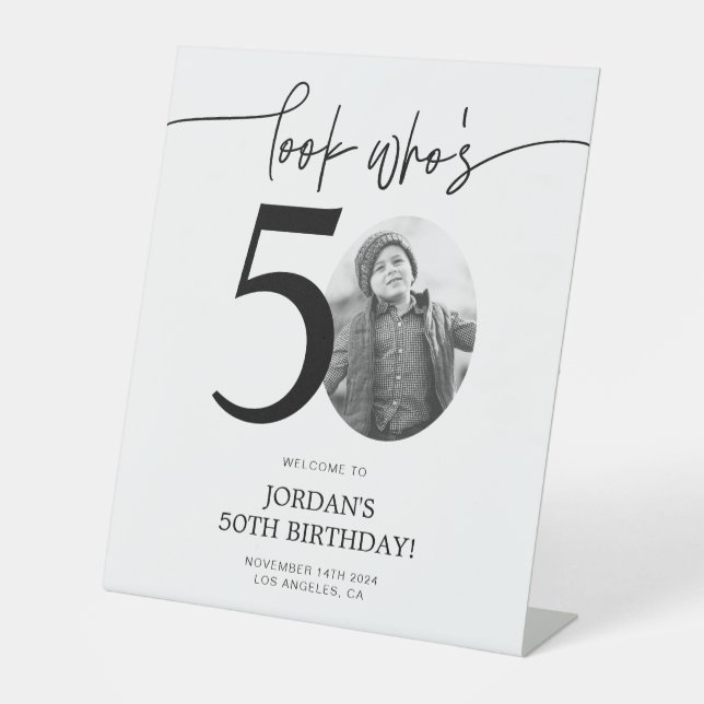 Expositor En L Foto: Signo de bienvenida de cumpleaños número 50  (Anverso)