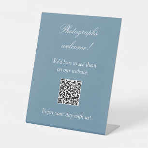 Expositor En L Fotos Bienvenidos Fácil Código QR Rótulo azul turb