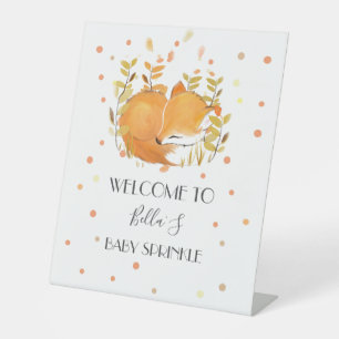 Expositor En L Fox Cub Baby Sprinkle Baby Shower Fiesta Rótulo