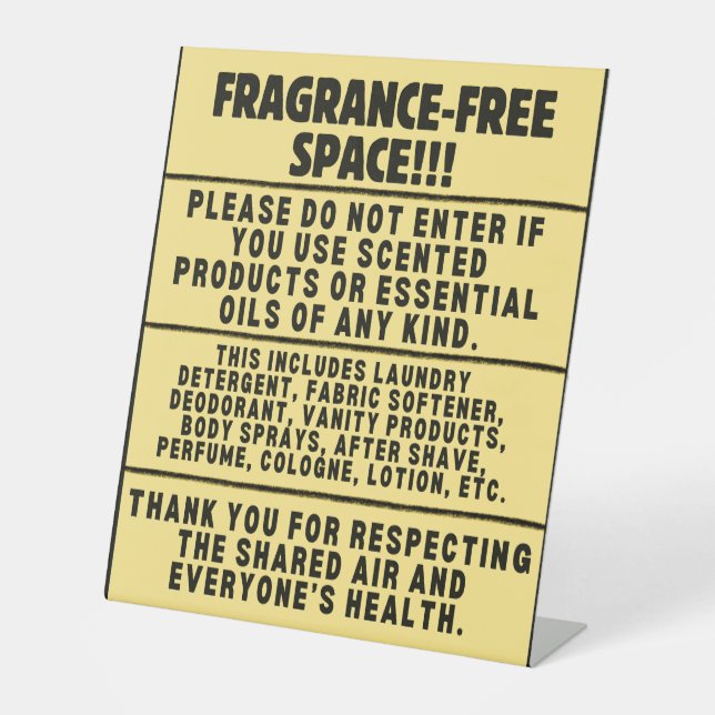 Expositor En L Fragrance-Free Desk Sign (Anverso)