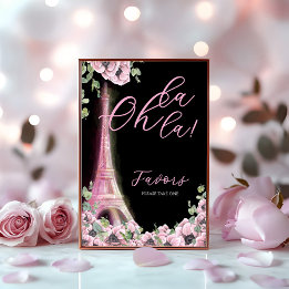 Expositor En L French Floral Oh la la Bridal Shower Pedestal Sign