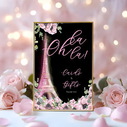 Expositor En L French Floral Oh la la Bridal Shower Pedestal Sign
