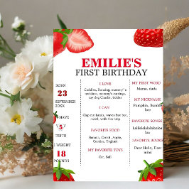 Expositor En L Fresa dulce bebé primer cumpleaños Rótulo hito