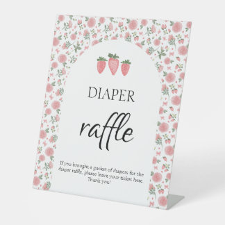 Expositor En L Fresa y Rosas Rótulo Baby Shower Diaper Raffle
