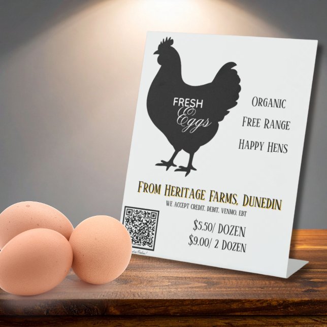 Expositor En L Fresh Eggs Farmer's Market Sign w/ QR Code (Subido por el creador)