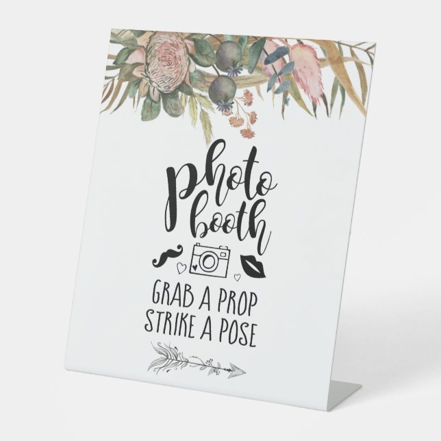 Expositor En L Fun Photo Booth Bohemian Boda floral Personalizado (Anverso)