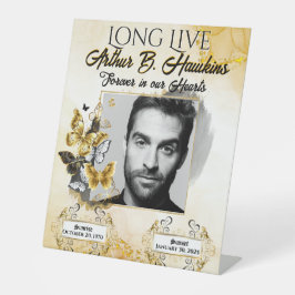 Expositor En L Funeral elegante de fotos conmemorativas en negro 