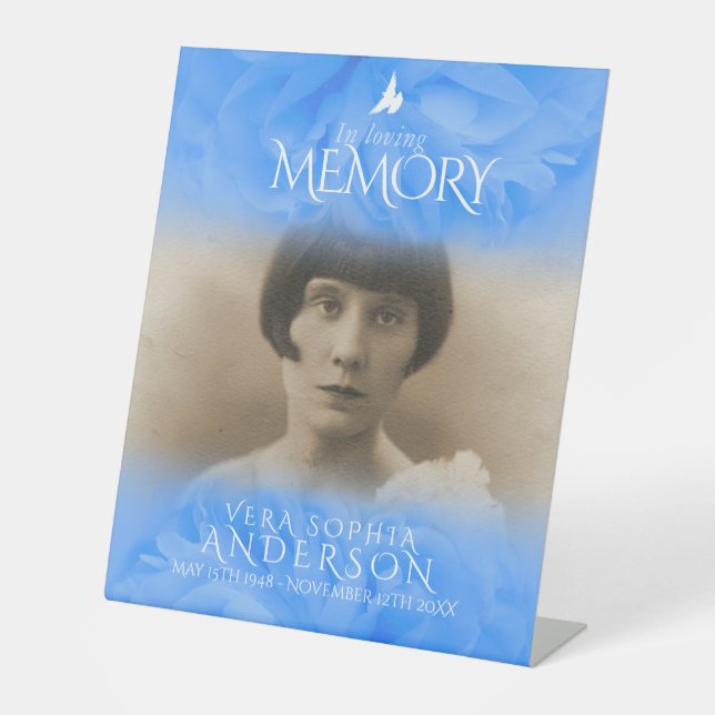 Expositor En L Funeral en el rosa de memoria amorosa azul (Anverso)