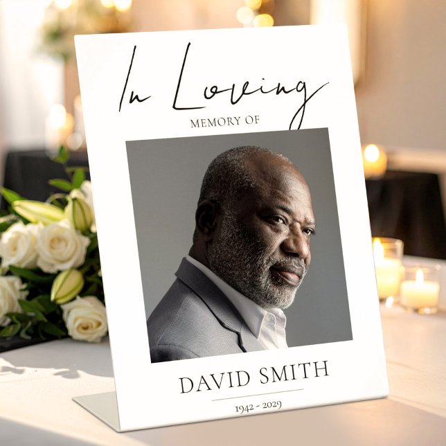 Expositor En L Funeral Memory Photo Minimalist Classic (Funeral Memory Photo Minimalist Classic Pedestal Sign, Loss of Loved, Memory Table Sign)