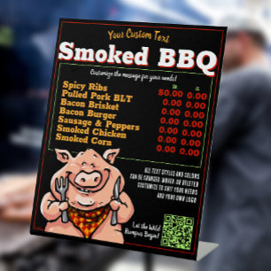 Expositor En L Funny BBQ Menú de barbacoa Cerdo Grill Food Truck