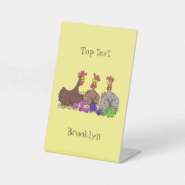 Expositor En L Funny knitting chickens cartoon illustration (Anverso)