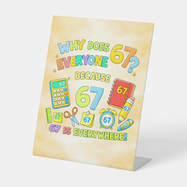 Expositor En L Funny Maths Number 67 Joke Desk Art for Kids (Anverso)