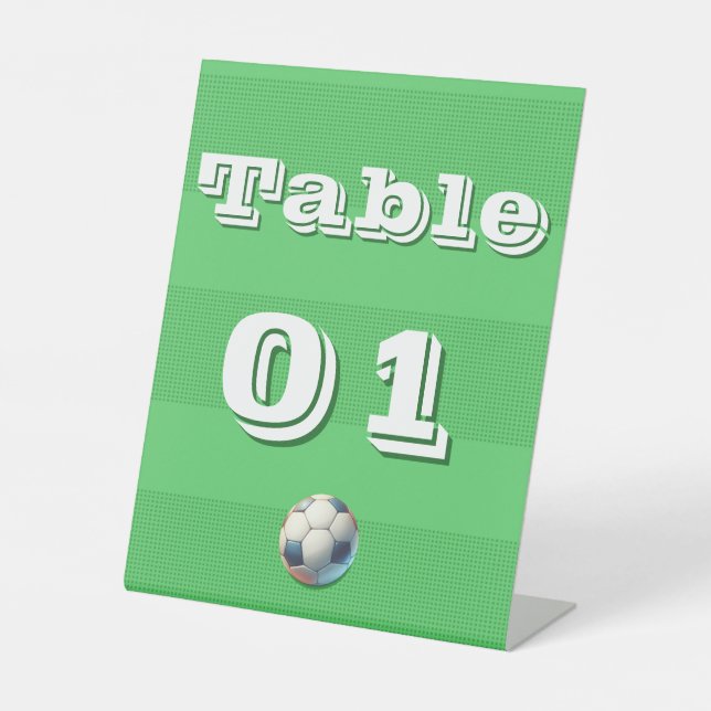 Expositor En L Fútbol Deportivo Bebé Ducha Número de la Mesa (Anverso)