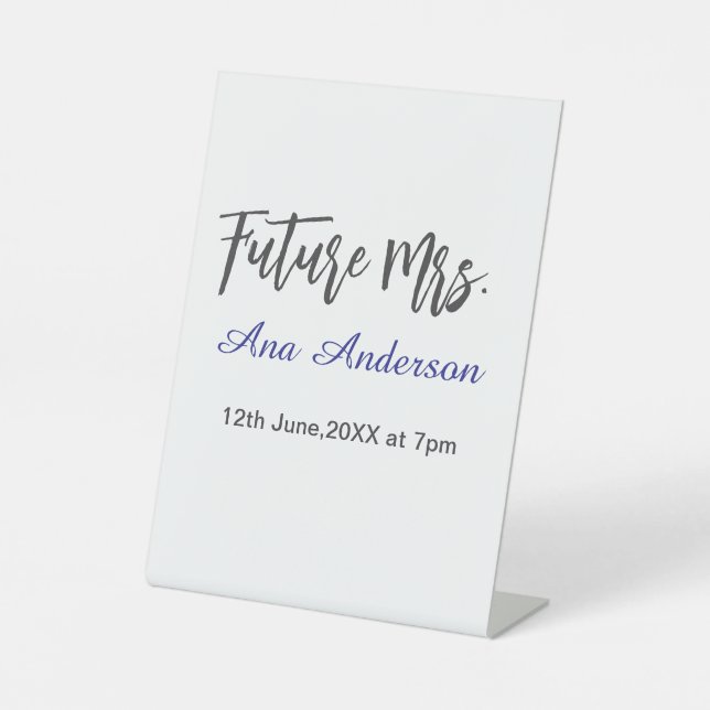 Expositor En L Future mrs surname bride to be purple gray name da (Anverso)