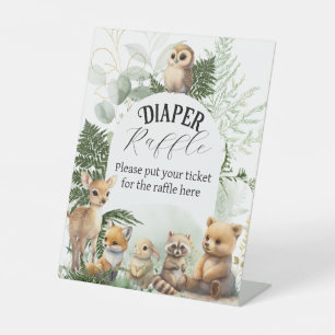 Expositor En L Ganado de Woodland Greenery Diaper raffle Baby Sho