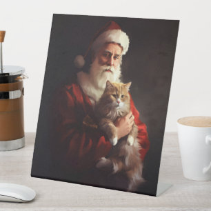 Expositor En L Gato Angora Turco Santa Claus Festivo Navidad