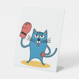 Expositor En L Gato con guantes de boxeo