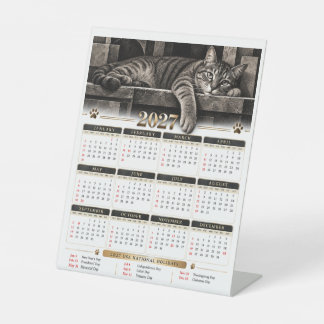 Expositor En L Gato Tabby 2027 | Amante de Gatos Vintage Negro y