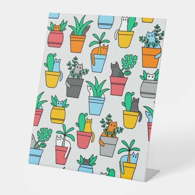 Expositor En L Gatos en macetas de flores (Anverso)