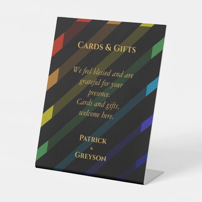 Expositor En L Gay Men Wedding Elegant Rainbow Cards & Gifts (Anverso)