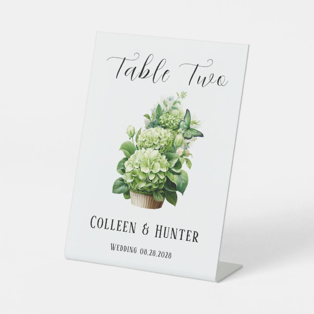 Expositor En L Geen Hydrangea Butterfly Table Number Rótulo (Anverso)