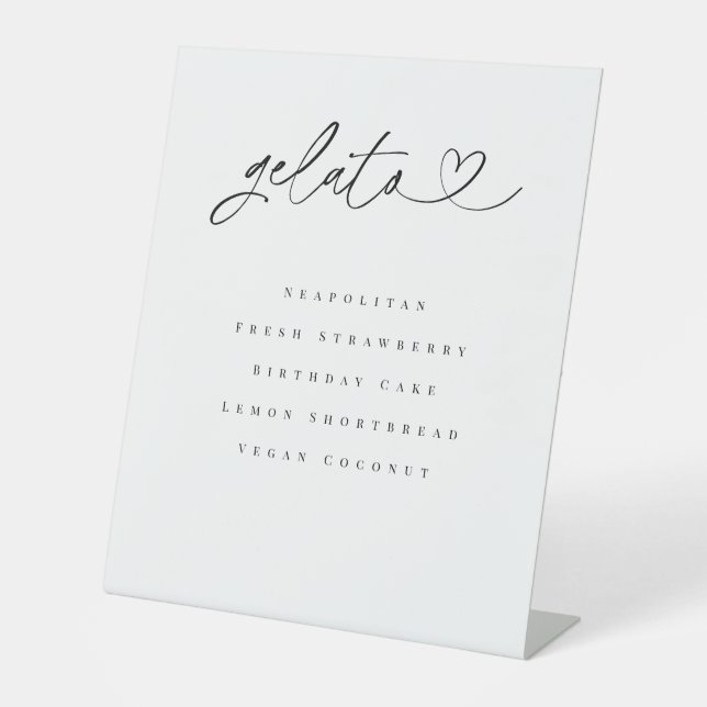 Expositor En L Gelato Flavors Dessert Table Wedding Party Sign (Anverso)