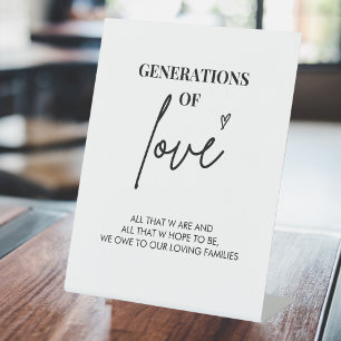 Expositor En L Generaciones de amor   Moderno Rótulo de mesa Boda