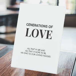 Expositor En L Generaciones de amor   Moderno Rótulo de mesa Boda