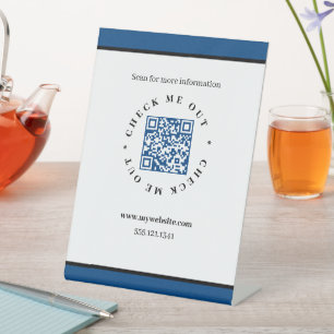 Expositor En L Generador de código QR azul Rótulo Pedestal