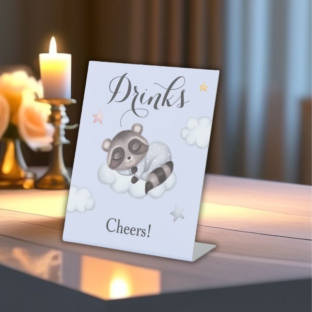 Expositor En L Gentle Raccoon Animal Baby Shower Bebe (Gentle Raccoon Animal Baby Shower Drinks Pedestal Sign)