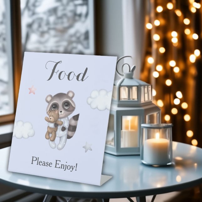 Expositor En L Gentle Raccoon Animal Baby Shower Food (Gentle Raccoon Animal Baby Shower Food Pedestal Sign)