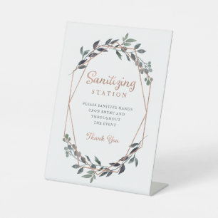 Expositor En L Geo verde  Rosa Boda Gold  Sanitizador manual 