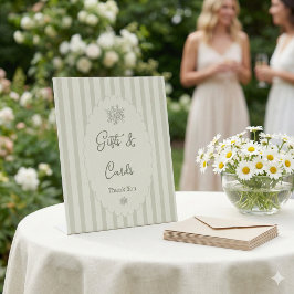 Expositor En L Gifts and Cards Sage Green Ticking Bridal Shower