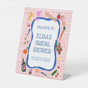 Expositor En L Gingham Picnic Moderno PERSONALIZADO Bridal Shower