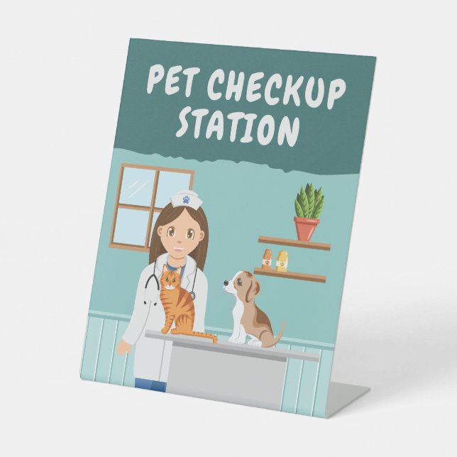 Expositor En L Girl Vet Pet Checkup Station Kids' Pretend Play (Anverso)