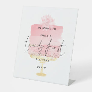 Expositor En L Glam Pink Cake Welcome Name Script 21st Fiesta