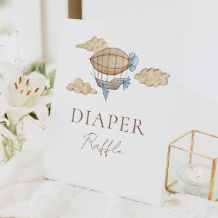 Expositor En L Globo de aire caliente blanco Baby Shower Diaper R