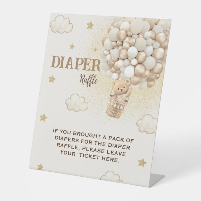 Expositor En L Globos de osito de peluche de rifa de Diaper (Anverso)