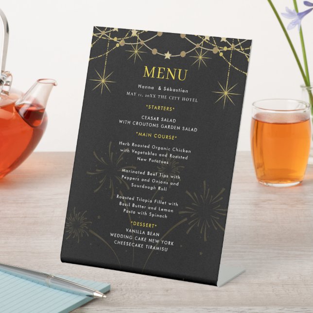 Expositor En L Gold Black Wedding Menu (In Situ)