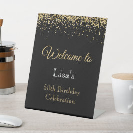 Expositor En L  Gold Glitter 50th Birthday Black Welcome