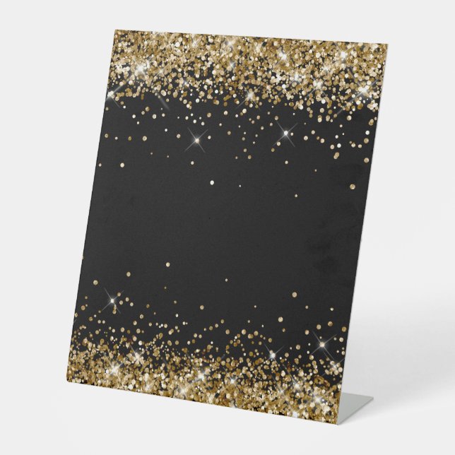 Expositor En L Gold Glitter Black Blank (Anverso)