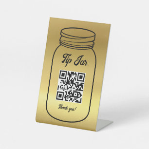 Expositor En L Gold QR Code Digital Tip Jar