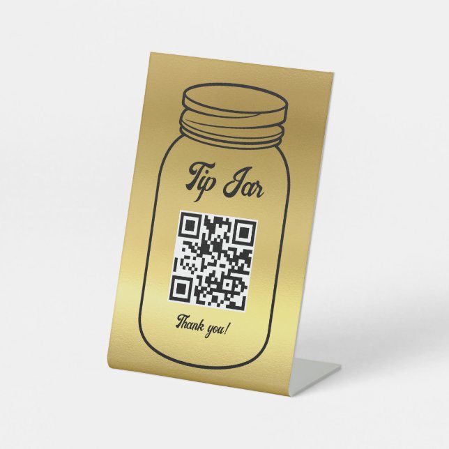 Expositor En L Gold QR Code Digital Tip Jar (Anverso)