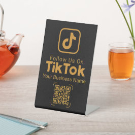 Expositor En L Gold TikTok Follow Us QR Code Business Name