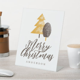 Expositor En L Gold Tree Script Feliz Navidad