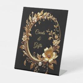 Expositor En L Golden Floral Ornate Frame Tabletop Signs