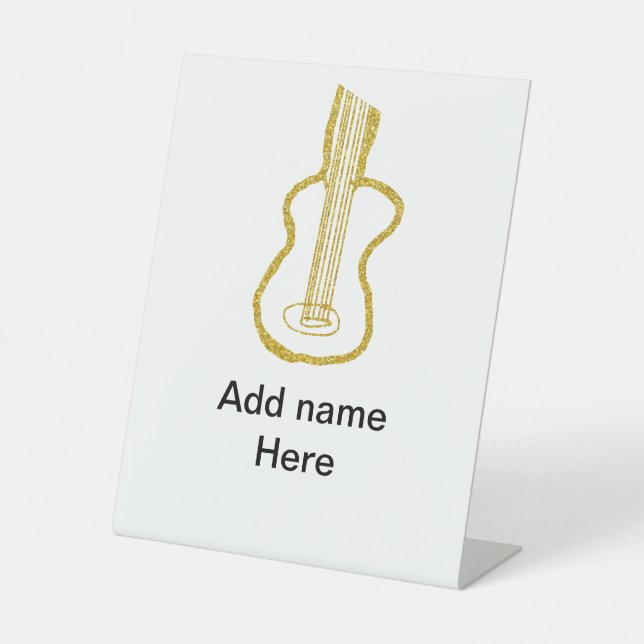 Expositor En L Golden glitter acoustic guitar add name doodle  (Anverso)